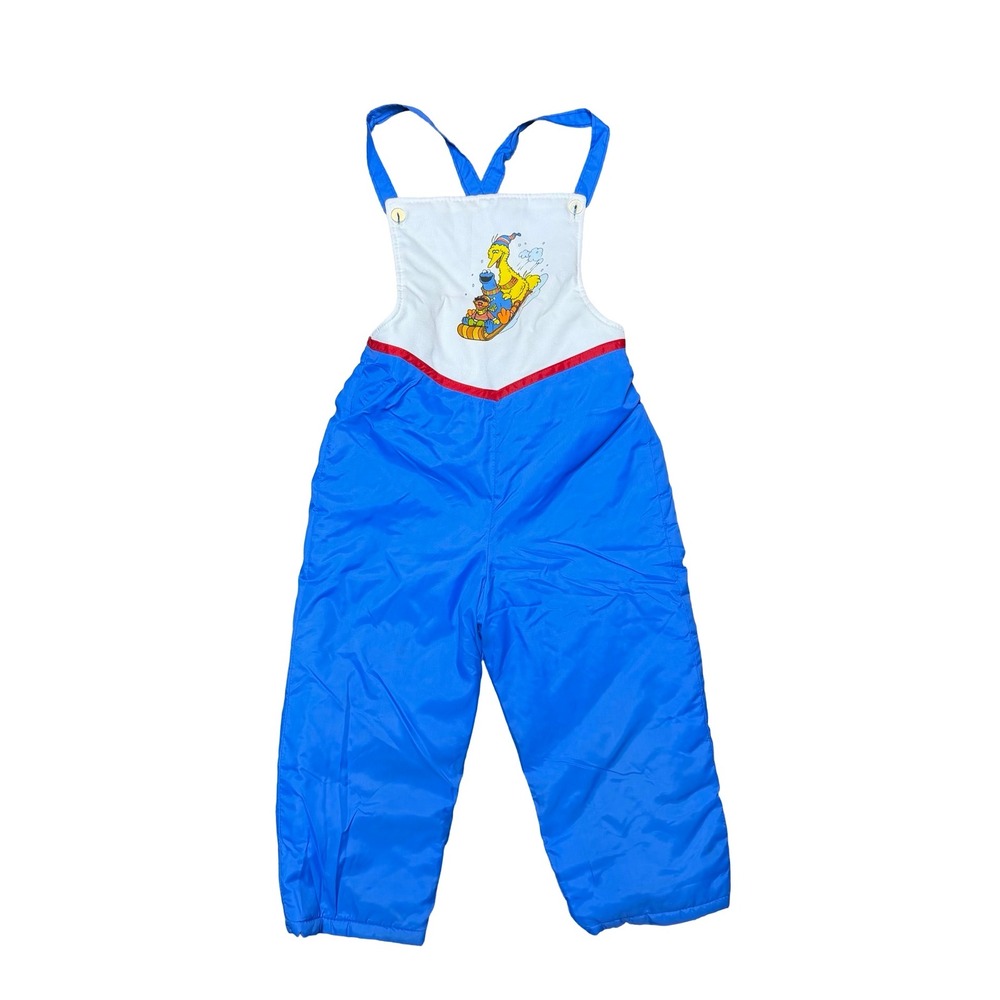 Vintage Sesame Street x JC Penney Bert Ernie nylon polyester‎ bib overalls 4T